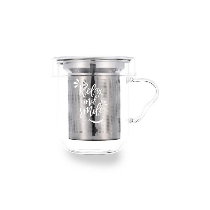 Tasse avec filtre pour infusions Quid Serenia Transparent 350 ml (3 Pièces) 0 Tasse avec filtre pour infusions Quid Serenia Transparent 350 ml (3 Pièces) 0