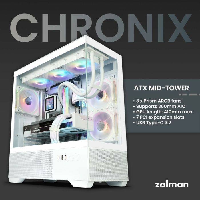Boîtier ATX semi-tour Zalman CHRONIX WHITE Blanc 20