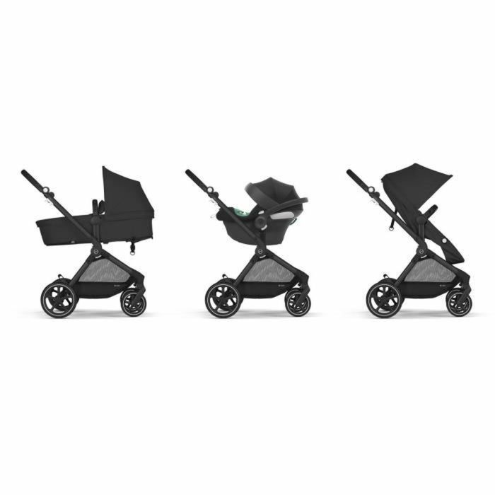 Cybex Gold Pack Trio EOS BLACK Moon Black Cochecito 2en1 + Siège auto Aton B2 i-Size + Nacelle convertible CYB4063846368044