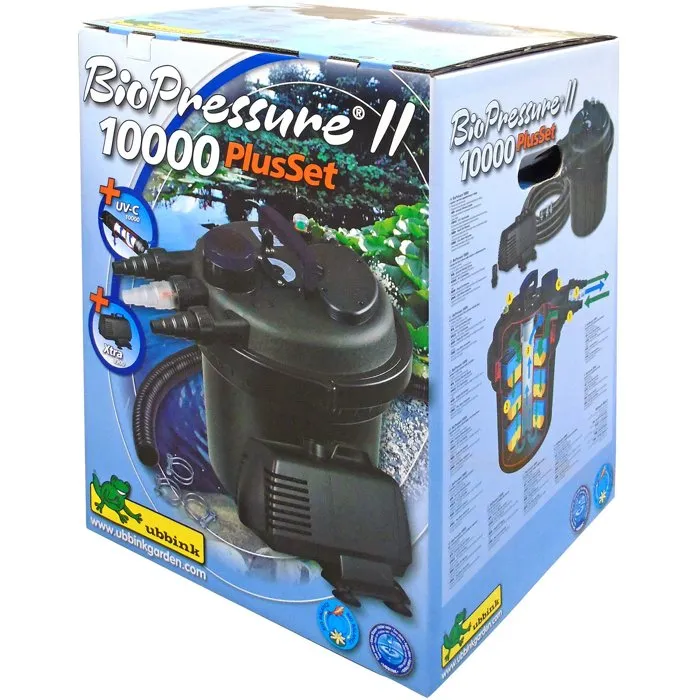 Ubbink BioPressure II 10000 PlusSet - Filtre à pression avec stérilisateur UVC 11W intégré et pompe Xtra 3900 - Pour bassin 6000 à 10000 litres
