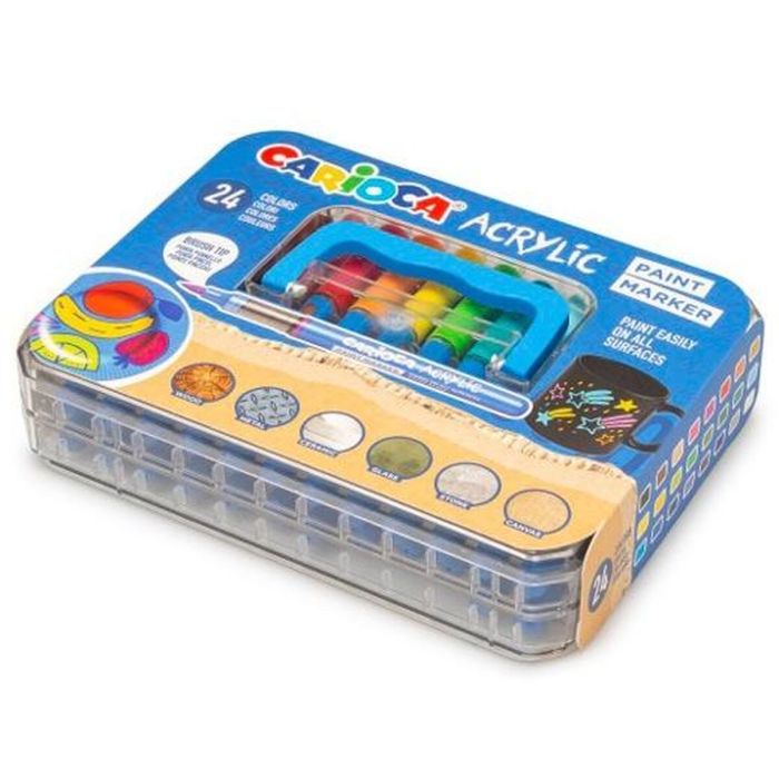 Ensemble de Marqueurs Carioca Acrylic PAINT MARKER Multicouleur 24 Pièces (6 Unités) 1
