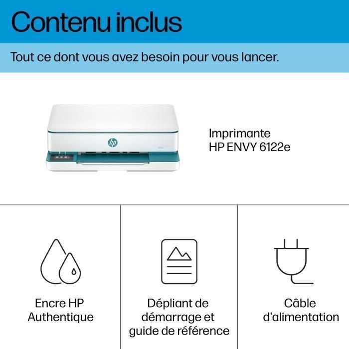 Imprimante tout-en-un HP Envy 6122e Jet d'encre couleur - Copie Scan - 3 mois d'Instant ink inclus avec HP+ 4