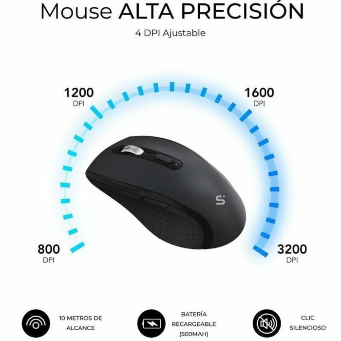 clavier et souris Subblim OFFICE PROWAVE Noir Espagnol Qwerty QWERTY 7