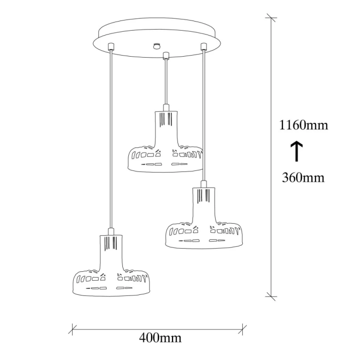 Lampe Suspendue Fellini Noir/Cuivre 3x E27 OPV-527ABY1773 1