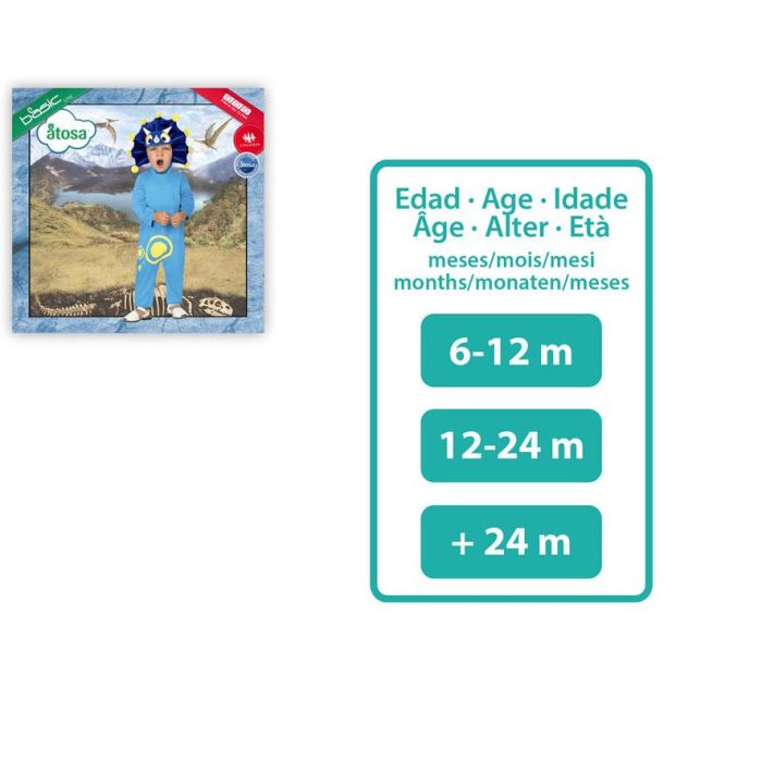 Costume de Dragon Bleu pour Bébé Garçon 0-6 Mois - Déguisement Carnaval Animaux Polyester 2 Pièces