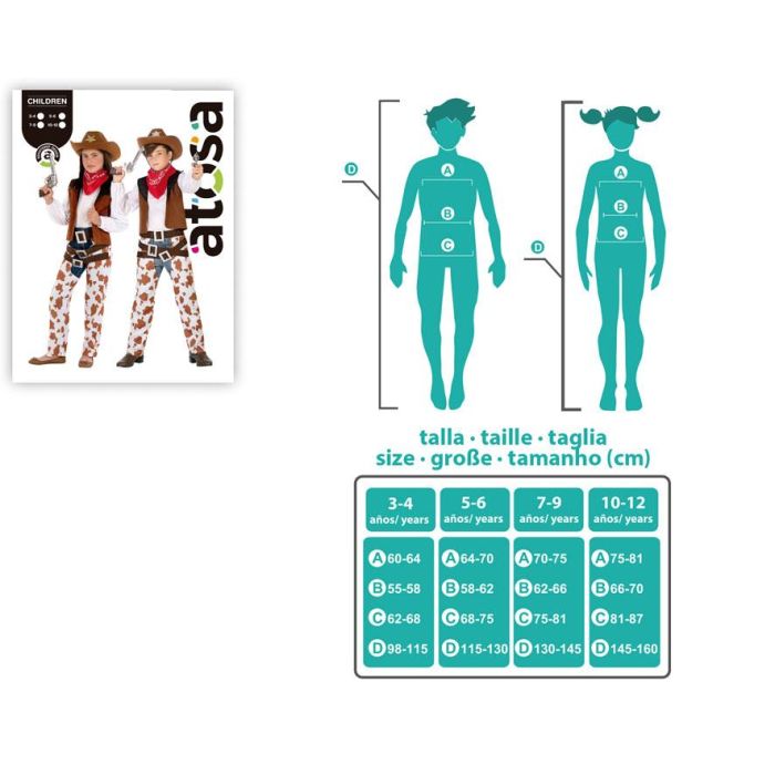 Déguisement Enfant Sheriff Western Cowboy Unisex 5 Pièces Âge 7-9 Ans Polyester Multicolor