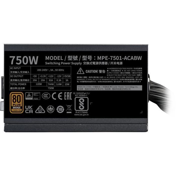 COOLER MASTER - MWE 750W V3 ATX 3.1 - Alimentation PC - 750 W 3