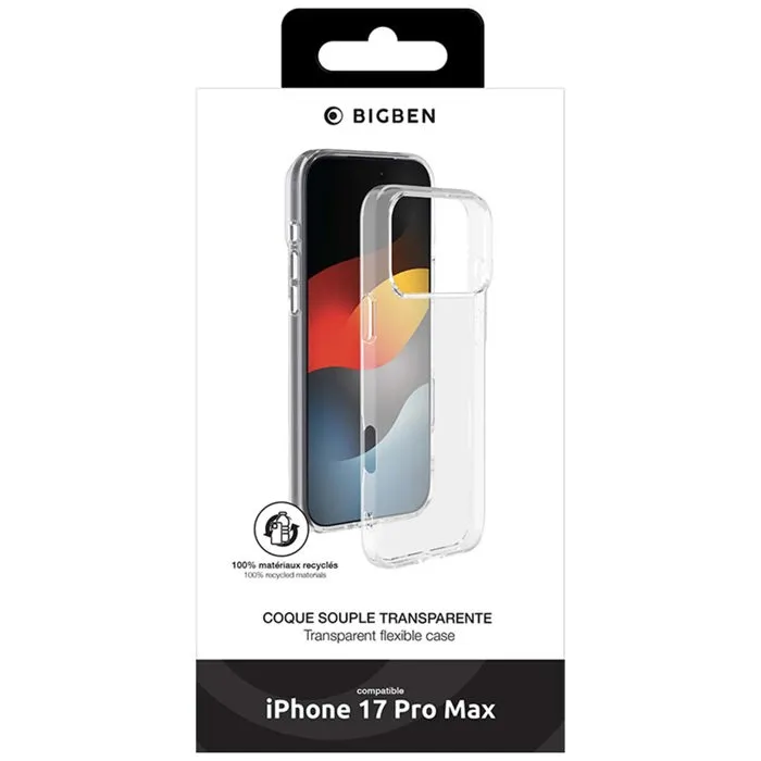 BBC Coque Silisoft transparente pour iPhone 17 Pro Max - Protection élégante et fiable - Compatible MagSafe BBC Coque Silisoft transparente pour iPhone 17 Pro Max - Protection élégante et fiable - Compatible MagSafe