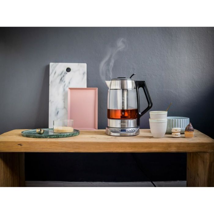 Severin WK 3480 - Bouilloire électrique 1,7L 3000W en verre - Blanc - Thermostat réglable, fonction maintien au chaud et sécurité automatique