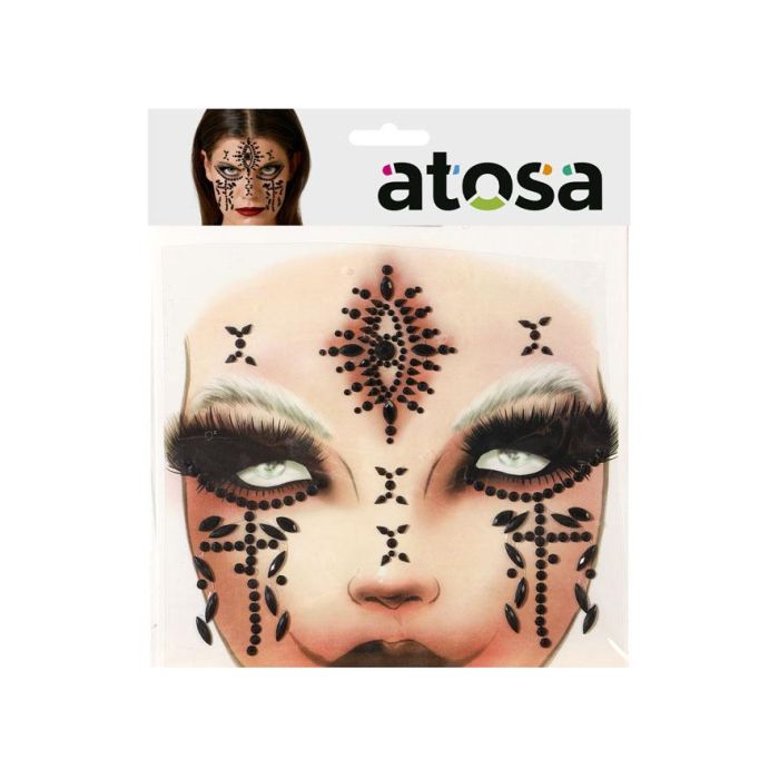 Strass Adhésifs Noirs Visage pour Look Gothique ou Sorcière - Joyaux Faciaux Autocollants