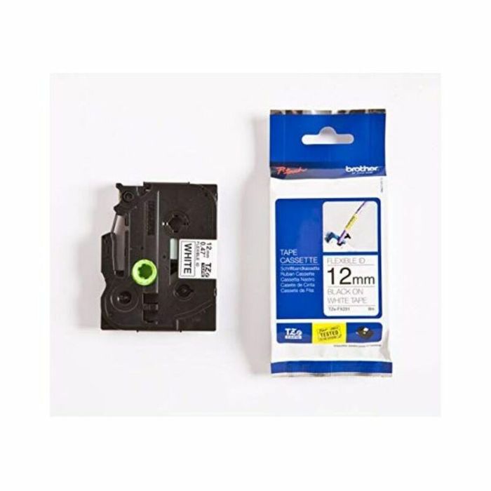Ruban Laminé pour Etiqueteuses Brother TZEFX231 12 mm x 8 m Noir/Blanc 1