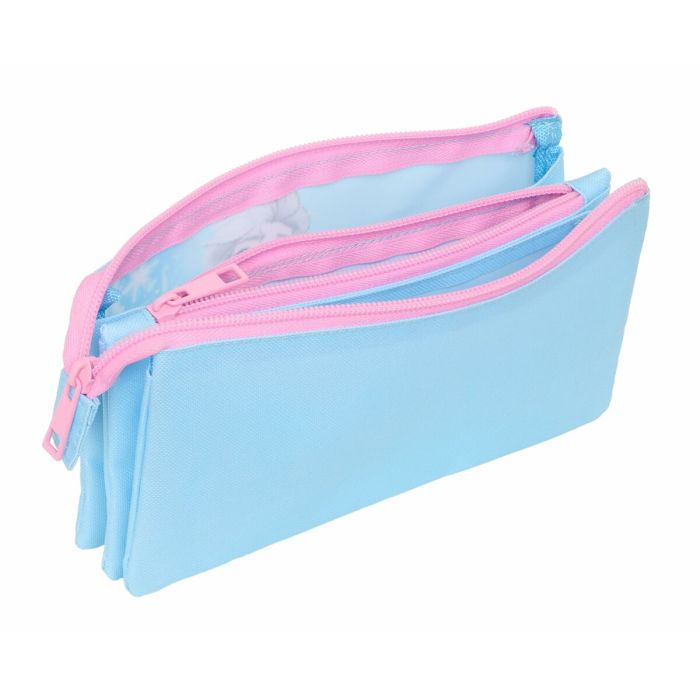 Trousse Fourre-Tout Triple Frozen Bleu Rose 22 x 12 x 3 cm 3