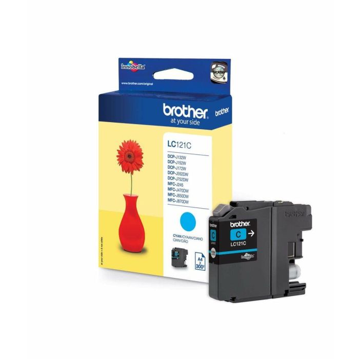 Brother LC-121C Cartouche d'encre Cyan Originale - 300 pages - Compatible DCP-J132W, DCP-J152W, DCP-J552DW, DCP-J752DW, MFC-J470DW, MFC-J650DW, MFC-J870DW