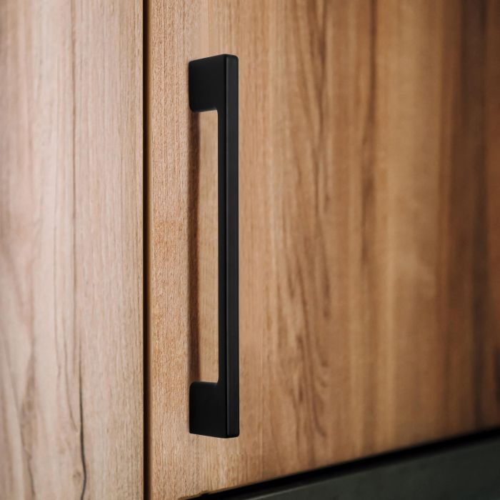 Emuca Lot de 5 poignées pour meubles Montréal, L192mm, entraxe 160mm, Zamak, Peint en noir 1