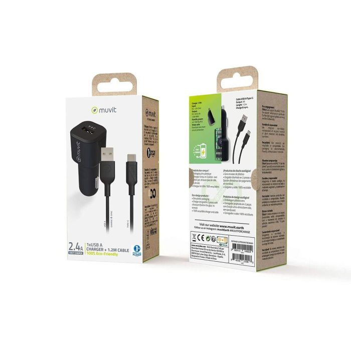 Chargeur de voiture électrique Muvit 1,2 m Noir 5