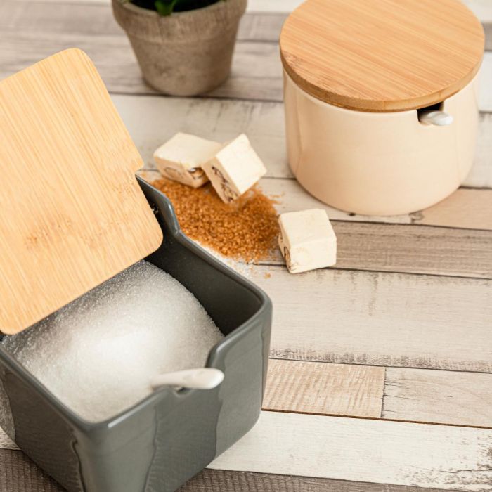 Azucarero Porcelana y Bambú Tu Y Yo Quid 9,5x9,5x8 cm (6 Unidades) 2