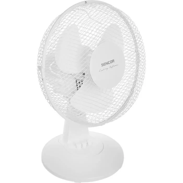 Sencor Ventilateur de Bureau SFE 2310WH, 23 cm, 2 Vitesses, Oscillation 90°, Pales Métalliques, 25 W, 51 dB, Cordon 1.8 m, 220-240 V, Débit d'Air 13.4 m³/min Sencor Ventilateur de Bureau SFE 2310WH, 23 cm, 2 Vitesses, Oscillation 90°, Pales Métalliques, 25 W, 51 dB, Cordon 1.8 m, 220-240 V, Débit d'Air 13.4 m³/min