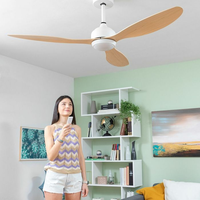 Ventilateur de Plafond avec Lumière LED et 3 Pales ABS Wuled InnovaGoods Bois 36 W 52" Ø132 cm 6