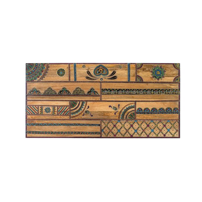 GINER Y COLOMER - Tête de lit en bois de manguier massif naturel 170 cm avec motifs peints à la main, ameublement artisanal unique pour chambre 0 GINER Y COLOMER - Tête de lit en bois de manguier massif naturel 170 cm avec motifs peints à la main, ameublement artisanal unique pour chambre 0