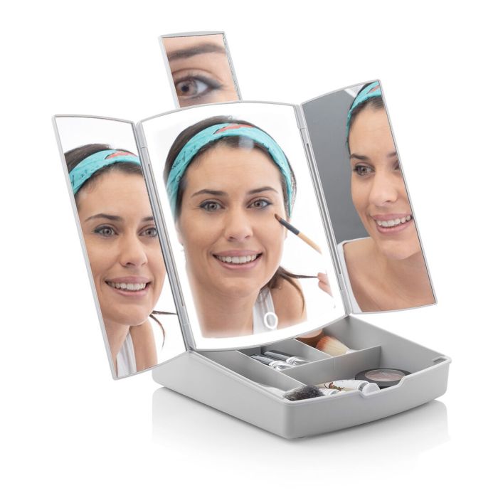 Miroir LED Pliable avec Organisateur de Maquillage 3-en-1 Panomir InnovaGoods 6