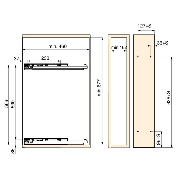 Emuca porte-bouteilles extractible SupraMax avec fermeture à amortie, gauche, 3 plateaux, module 200mm, Acier, Chromé 7