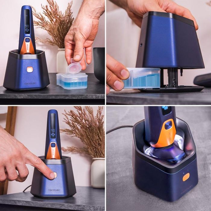 Rasoir électrique rotatif Cecotec PrecisionCare Saphire Pro Titane IPX7 base autonettoyante 2