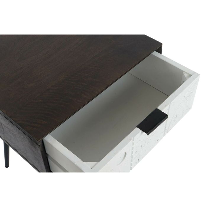 Table de Nuit DKD Home Decor 45 x 38 x 50 cm Noir Métal Blanc Bois de manguier Wengue 3