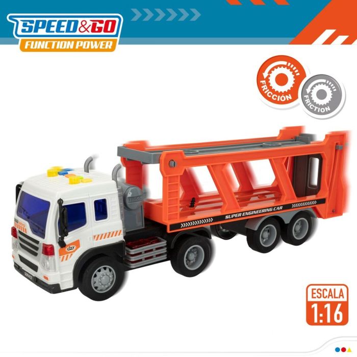 Camion porte-véhicules et Voitures à Friction Speed & Go 37,5 x 12,5 x 10 cm (2 Unités) 5