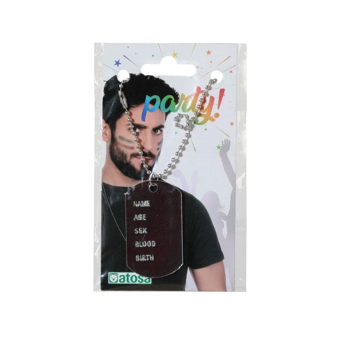 Placa de identification métallique militaire, plaque d'identité en métal argenté pour déguisement soldat, cosplay, accessoire adulte