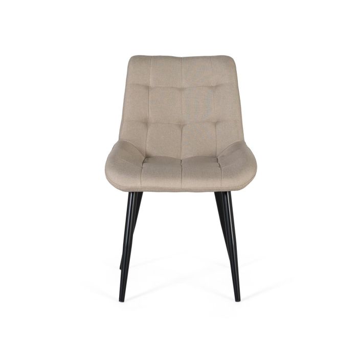 GINER Y COLOMER Lot de 2 chaises rembourrées en tissu beige avec piètement en acier noir et capitonné décoratif 1