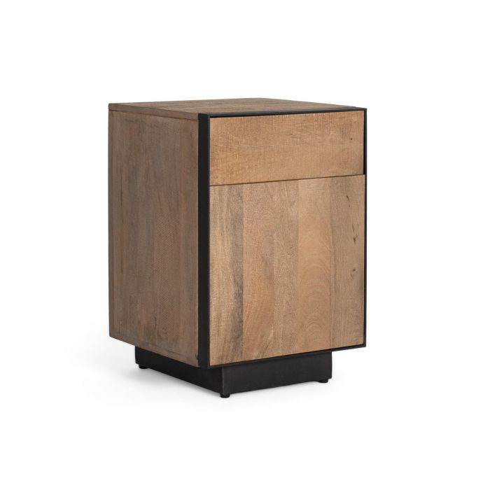 GINER Y COLOMER - Table de nuit industrielle en bois de manguier naturel avec tiroir et porte push - 45x45x66 cm 1 GINER Y COLOMER - Table de nuit industrielle en bois de manguier naturel avec tiroir et porte push - 45x45x66 cm 1