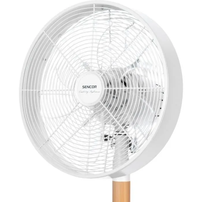Sencor SFE 3080WH Ventilateur de bureau oscillant 30 cm, 3 vitesses, design métal et bois, 35 W