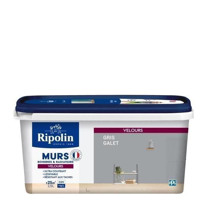RIPOLIN Peinture Couleur Velours pour Murs, Boiseries Radiateurs - Gris galet 0 RIPOLIN Peinture Couleur Velours pour Murs, Boiseries Radiateurs - Gris galet 0