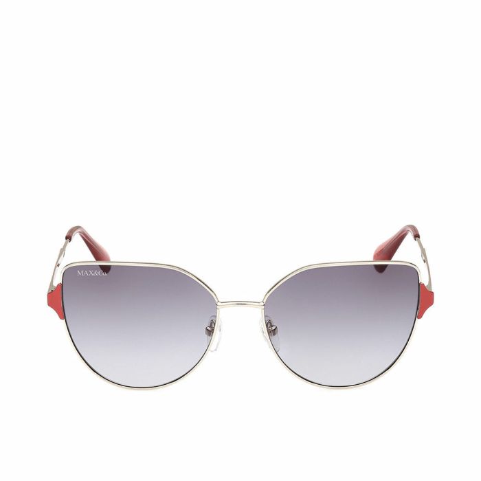 MAX&CO. Lunettes de soleil femme MO0082 Cat-eye métal doré, gris fumé dégradé, 140mm