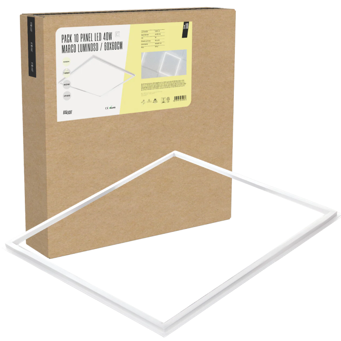 BX3 LIGHT Pack de 10 Panneaux LED de Plafond 40W, 3600 Lm, 6000K, 60x60 cm, Encadrement Lumineux, BX3-LPF-6060-40W-CW BX3 LIGHT Pack de 10 Panneaux LED de Plafond 40W, 3600 Lm, 6000K, 60x60 cm, Encadrement Lumineux, BX3-LPF-6060-40W-CW