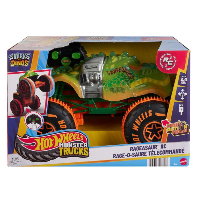 Voiture Télécommandée Hot Wheels Monster Trucks Samsh O Saurus 1:15