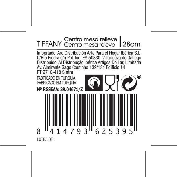 Centro Mesa Vidrio Tiffany Quid 28 cm (4 Unidades) 2