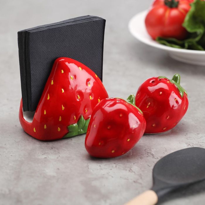 Salière et Poivrière Versa Céramique Dolomite Fraise 6,3 X 7,3 X 6,3 CM 1