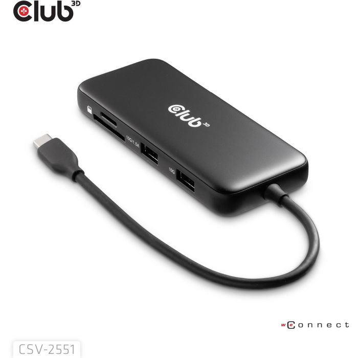 Club3D USB-C 8in1-HUB >DP1.4/HDMI2.0/USB-C/LAN 8K30Hz PD100W 3