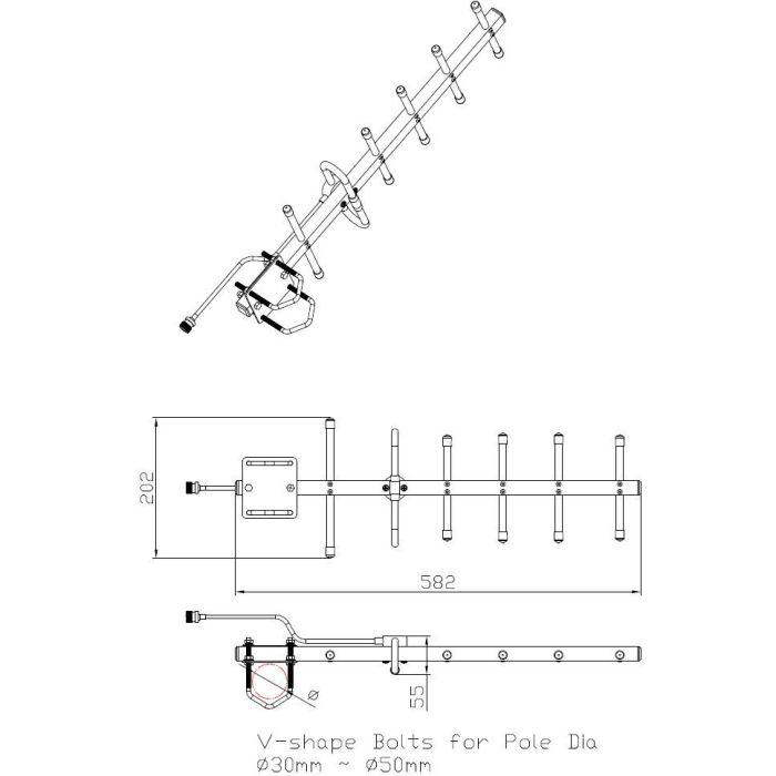 ALLNET Antenne 868MHz 10dbi Antenne (N-Female) YAGI ANT-868-10dbi-Yagi LoRA HELIUM IoT 3