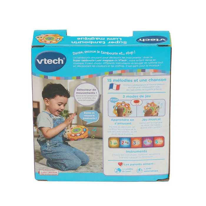 VTECH BABY Super Tambourin Lumière Magique - Jouet musical interactif pour enfants 1-4 ans, 2 modes de jeu, apprentissage des chiffres, couleurs et instruments - Multicolore VTECH BABY Super Tambourin Lumière Magique - Jouet musical interactif pour enfants 1-4 ans, 2 modes de jeu, apprentissage des chiffres, couleurs et instruments - Multicolore