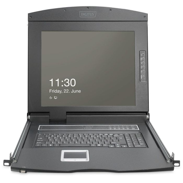 Digitus Modulare HD LCD KVM Konsole mit 19" TFT, 16-Port HDMI KVM Anschluss, Touchpad, US Tastaturlayout 7