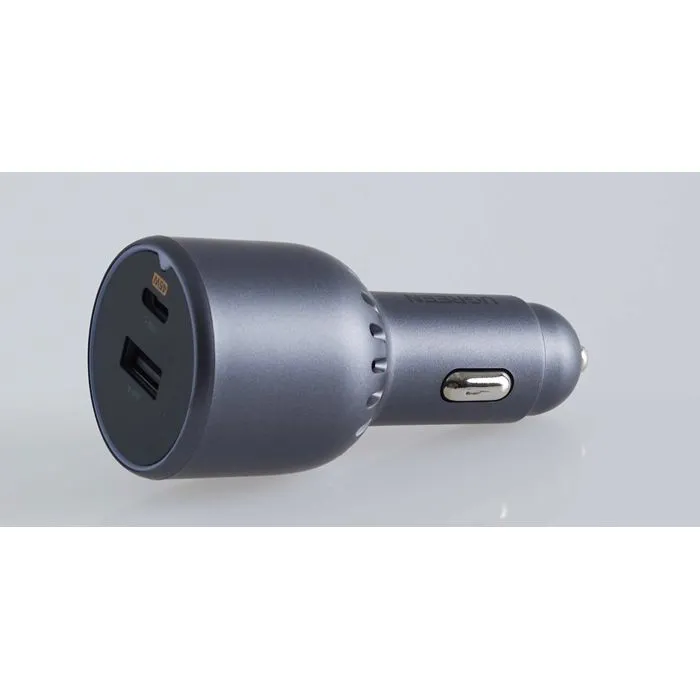 Ugreen Chargeur Voiture 63W, 2 Ports USB-C + USB-A pour Charge Rapide PD, Recharge 2 Appareils Simultanément, Compact et Sécurisé - Gris