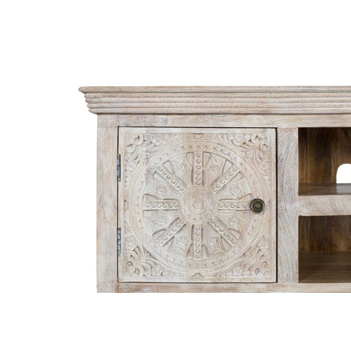 GINER Y COLOMER Buffet TV avec 2 portes, 2 espaces de rangement et 2 étagères en bois de manguier massif - Finition couleur sable 5 GINER Y COLOMER Buffet TV avec 2 portes, 2 espaces de rangement et 2 étagères en bois de manguier massif - Finition couleur sable 5