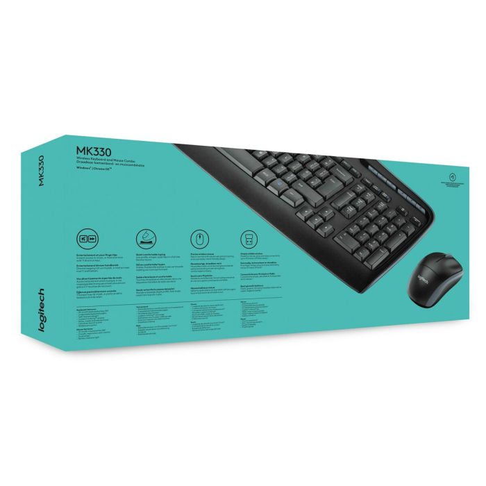 clavier et souris Logitech Wireless Combo MK330 Noir Qwerty US 1