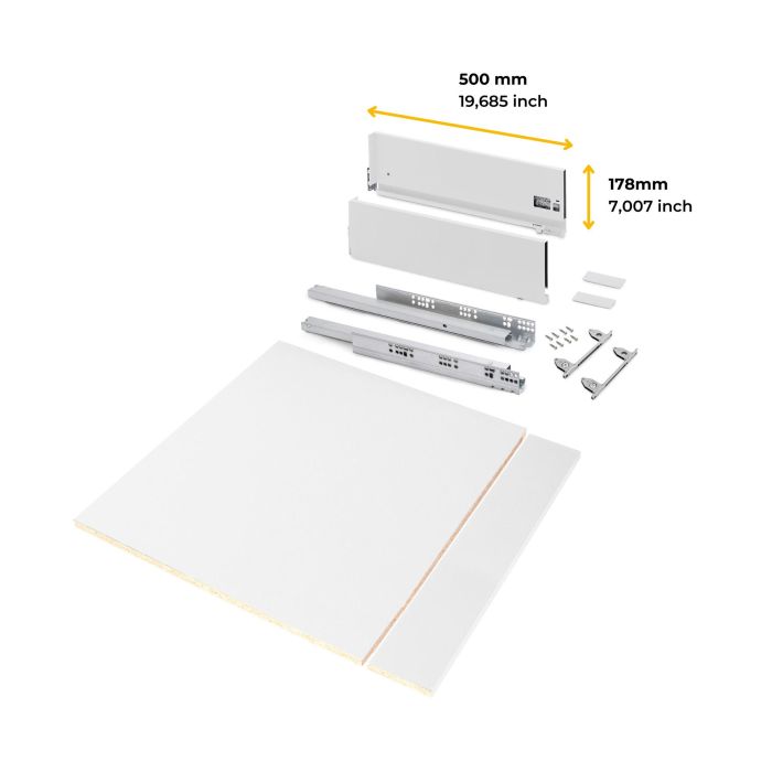 Emuca Kit de tiroirs pour cuisine ou salle de bains Vertex avec réglages 3D, hauteur 178mm, avec panneaux inclus, module 600mm, Peint en blanc 6 Emuca Kit de tiroirs pour cuisine ou salle de bains Vertex avec réglages 3D, hauteur 178mm, avec panneaux inclus, module 600mm, Peint en blanc 6