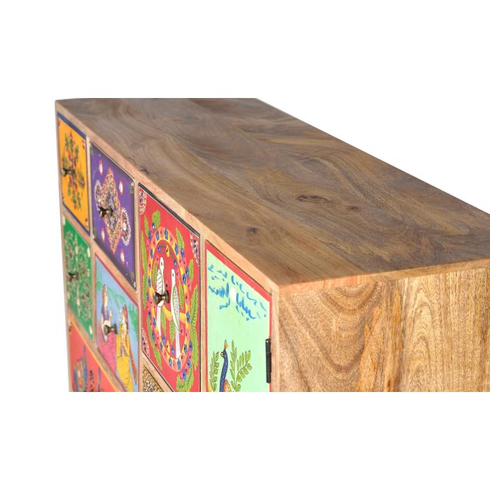 GINER Y COLOMER Commode en bois de manguier et MDF 90x112x35 cm - 13 tiroirs et 1 porte - Peinture à la main multicolore - Style antique 4 GINER Y COLOMER Commode en bois de manguier et MDF 90x112x35 cm - 13 tiroirs et 1 porte - Peinture à la main multicolore - Style antique 4
