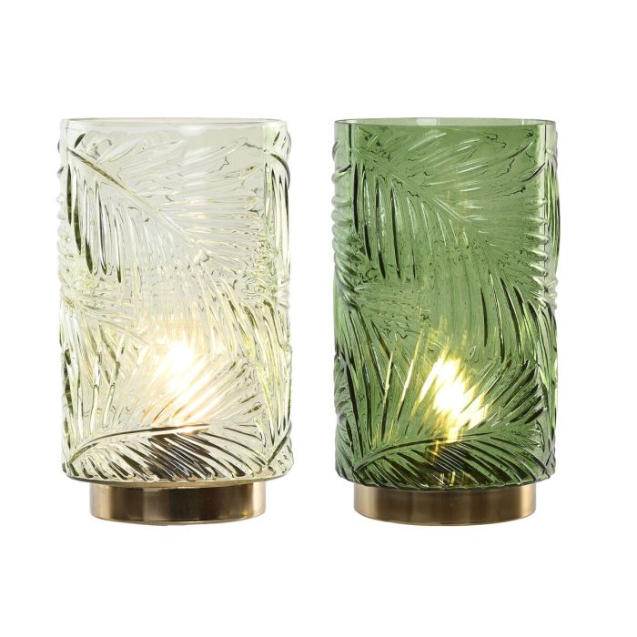 Décoration lumineuse Home ESPRIT Métal Verre Tropical 14 x 14 x 26 cm (2 Unités) 3
