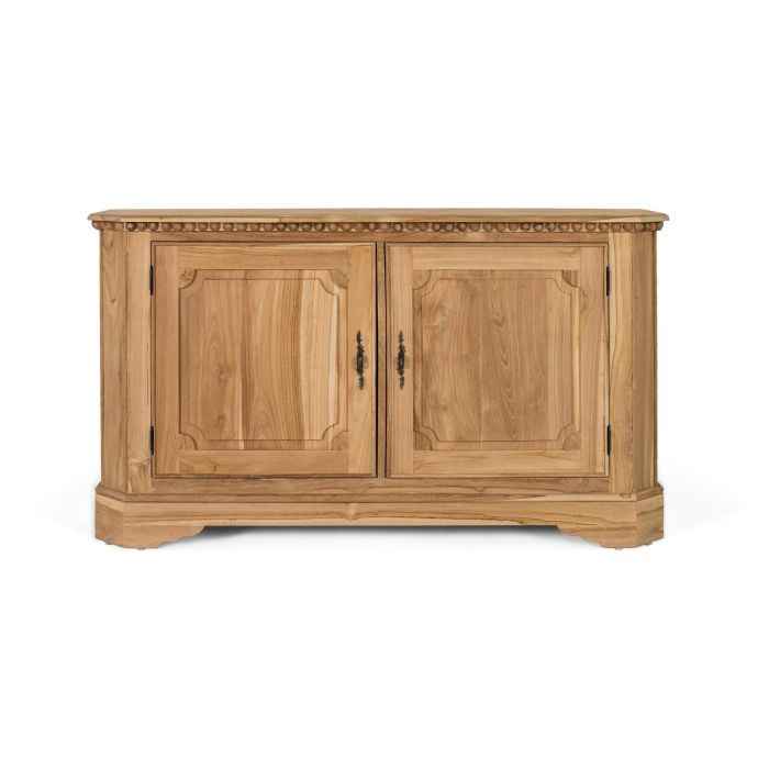GINER Y COLOMER Buffet 2 Portes 2 Étagères Intérieures en Bois de Téca Naturelle 150 cm - Meuble de Rangement Rustique avec Piano et Finition Dorée 7 GINER Y COLOMER Buffet 2 Portes 2 Étagères Intérieures en Bois de Téca Naturelle 150 cm - Meuble de Rangement Rustique avec Piano et Finition Dorée 7