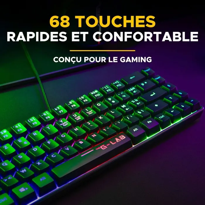 The G-Lab Combo Hydrogen BKG - Pack gamer clavier et souris filaires - Clavier 60% Azerty noir avec switches précis et souris 6400 DPI - pour gaming et bureau The G-Lab Combo Hydrogen BKG - Pack gamer clavier et souris filaires - Clavier 60% Azerty noir avec switches précis et souris 6400 DPI - pour gaming et bureau